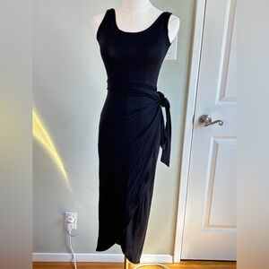 Reformation Black Wrap Flowy Midi Dress XS